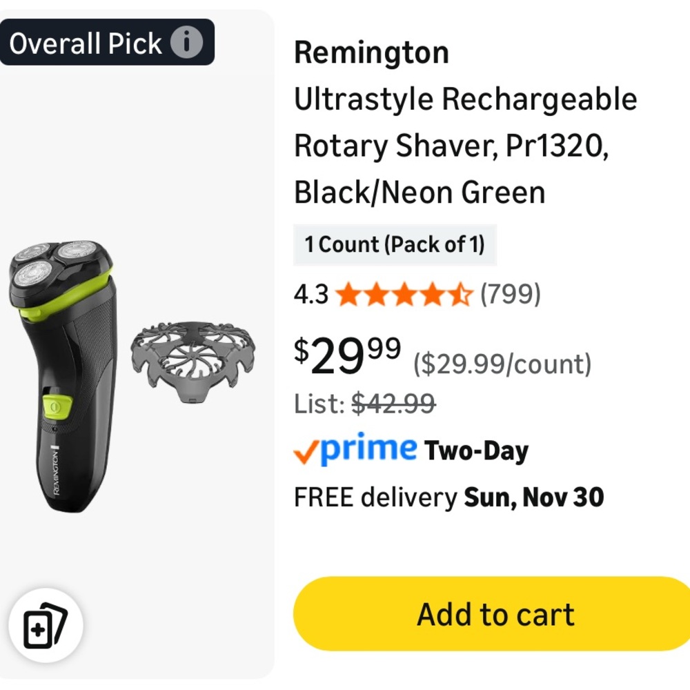 Remington Rechargeable Rotary Shavers (2) in Black and Neon Green - Picture 2 of 2